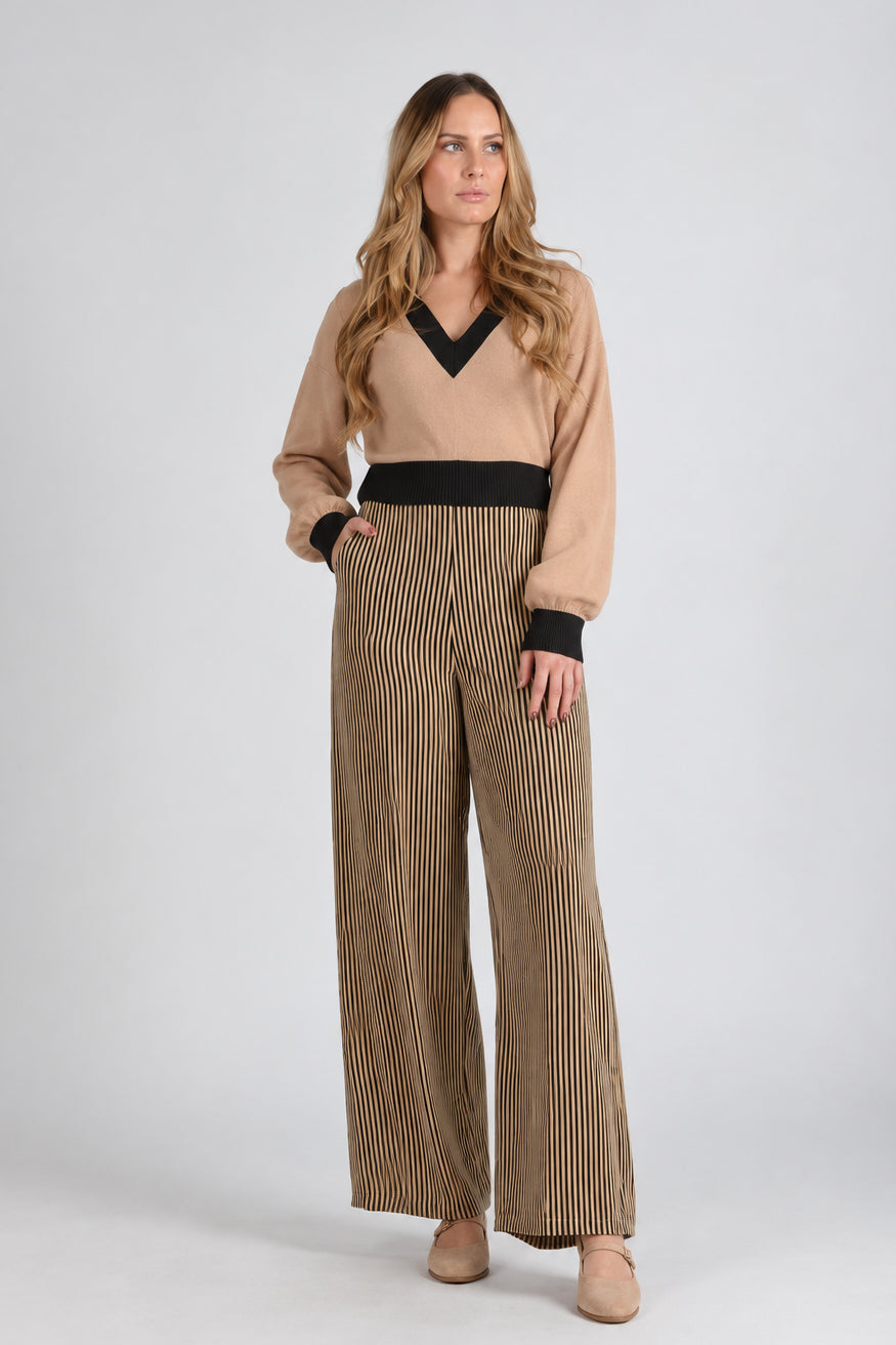 Women's Woven Striped Contrast Jumpsuit