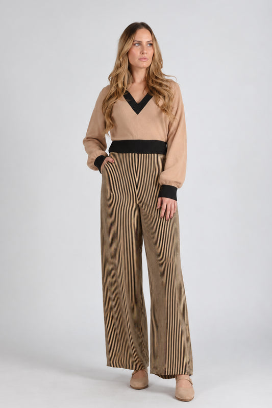 Women's Woven Striped Contrast Jumpsuit