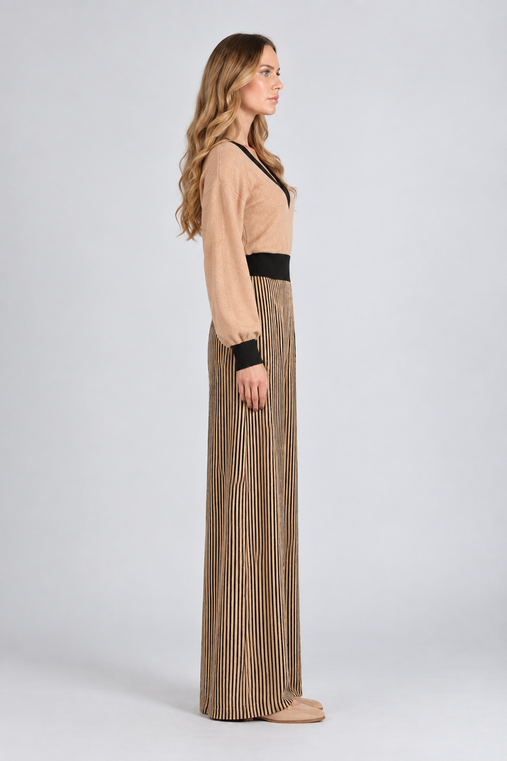 Women's Woven Striped Contrast Jumpsuit